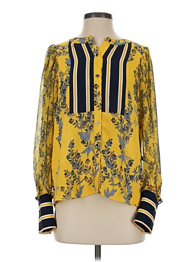 Pre-owned Bcbgmaxazria Long Sleeve Blouse In Yellow