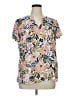 Maurices 100% Polyester Floral Pink Short Sleeve Blouse Size XL - photo 1