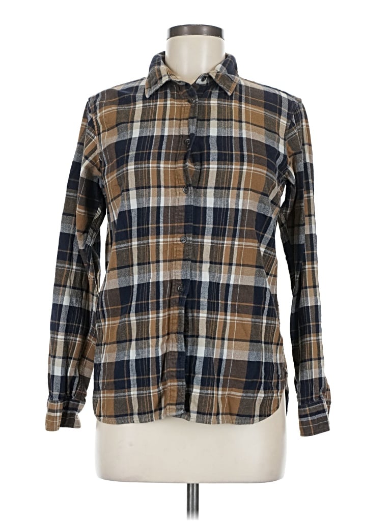 Pre-owned Uniqlo Long Sleeve Button Down Shirt In Brown