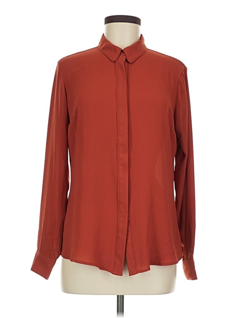 Pre-owned Express Long Sleeve Blouse In Burgundy