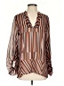 CAbi 100% Polyester Stripes Brown Long Sleeve Blouse Size XS - photo 1