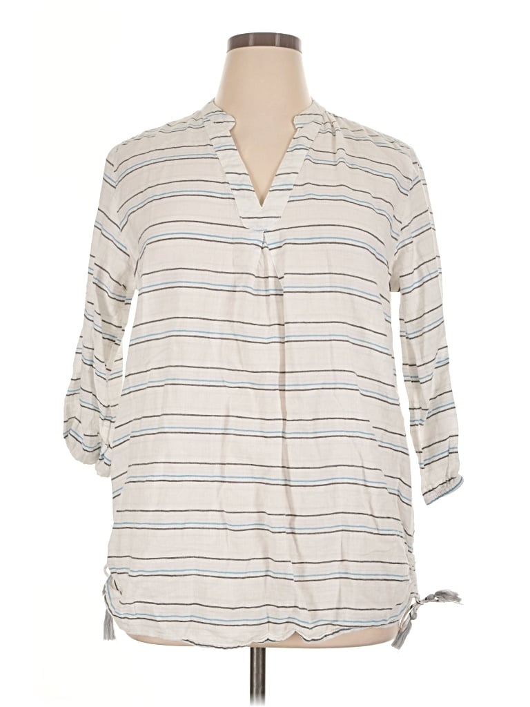 Pre-owned Fresh Produce 3/4 Sleeve Button Down Shirt In Ivory
