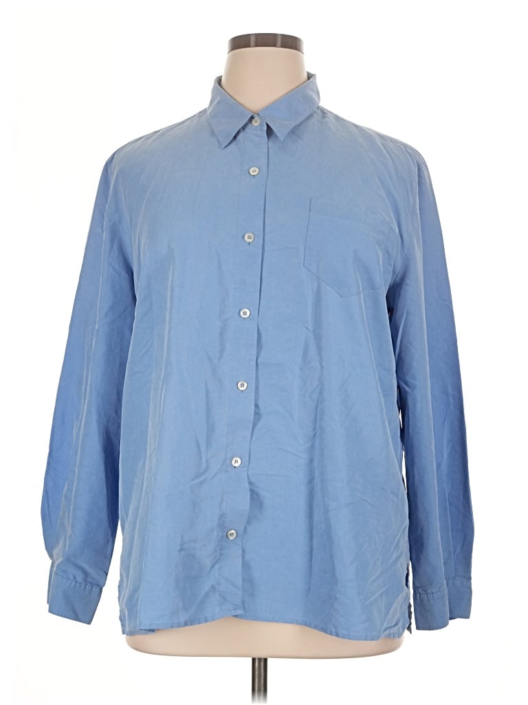 Pre-owned Liz Claiborne Long Sleeve Button Down Shirt In Blue