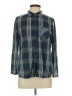 Polly & Esther 100% Polyester Plaid Green Long Sleeve Blouse Size L - photo 1