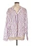 Frank & Eileen 100% Linen Stripes Purple Long Sleeve Blouse Size L - photo 1