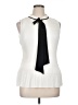 DKNY 100% Polyester White Sleeveless Top Size XL - photo 1