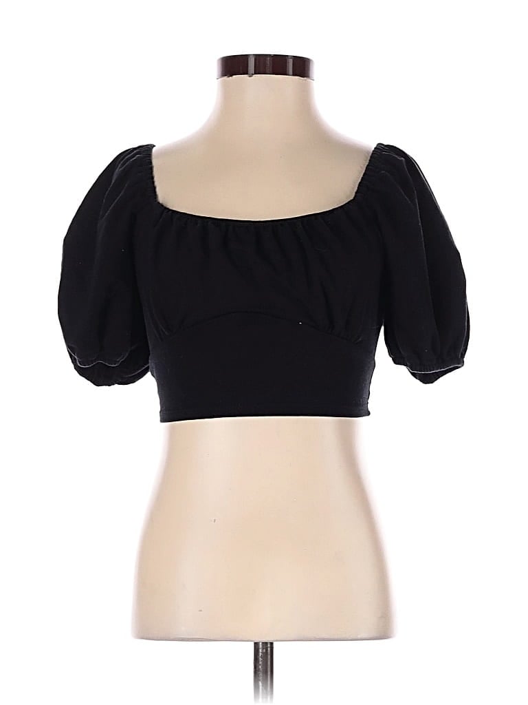 Pre-owned Altar'd State Short Sleeve Top Black Sweetheart Neckline Tops