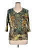 Assorted Brands 100% Polyester Green 3/4 Sleeve Top Size 1X - photo 1