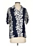 Assorted Brands 100% Rayon Floral Blue Short Sleeve Blouse Size S - photo 1