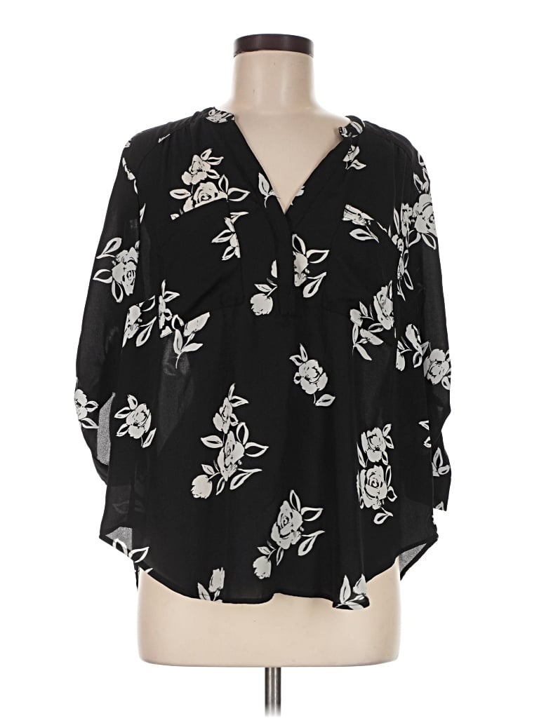 Pre-owned Torrid 3/4 Sleeve Blouse In Black