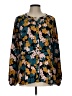 CAbi 100% Polyester Floral Teal Long Sleeve Blouse Size L - photo 1