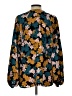 CAbi 100% Polyester Floral Teal Long Sleeve Blouse Size L - photo 2