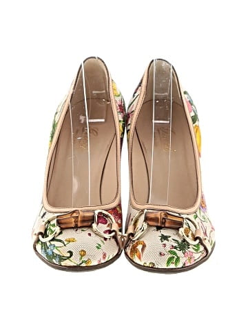 Gucci Floral Printed Canvas Bamboo Horsebit Pumps (view 2)