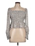 Shinestar 100% Polyester Gray Long Sleeve Blouse Size L - photo 1