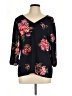Skies Are Blue 100% Polyester Floral Black Blue 3/4 Sleeve Blouse Size L - photo 1