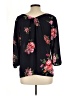 Skies Are Blue 100% Polyester Floral Black Blue 3/4 Sleeve Blouse Size L - photo 2