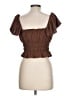 Mi ami 100% Polyester Brown Short Sleeve Top Size L - photo 2