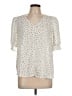 Pleione 100% Polyester Stars Ivory Short Sleeve Blouse Size L - photo 1
