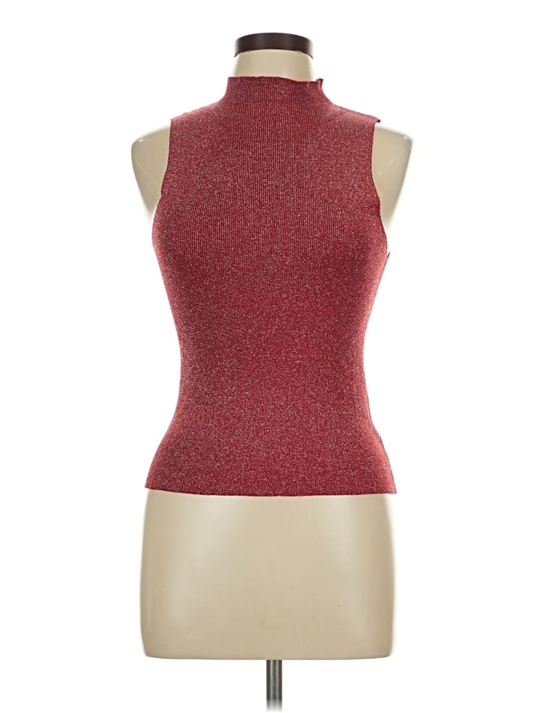 Pre-owned Sadie & Sage Sleeveless Top Burgundy Halter Neckline Tops