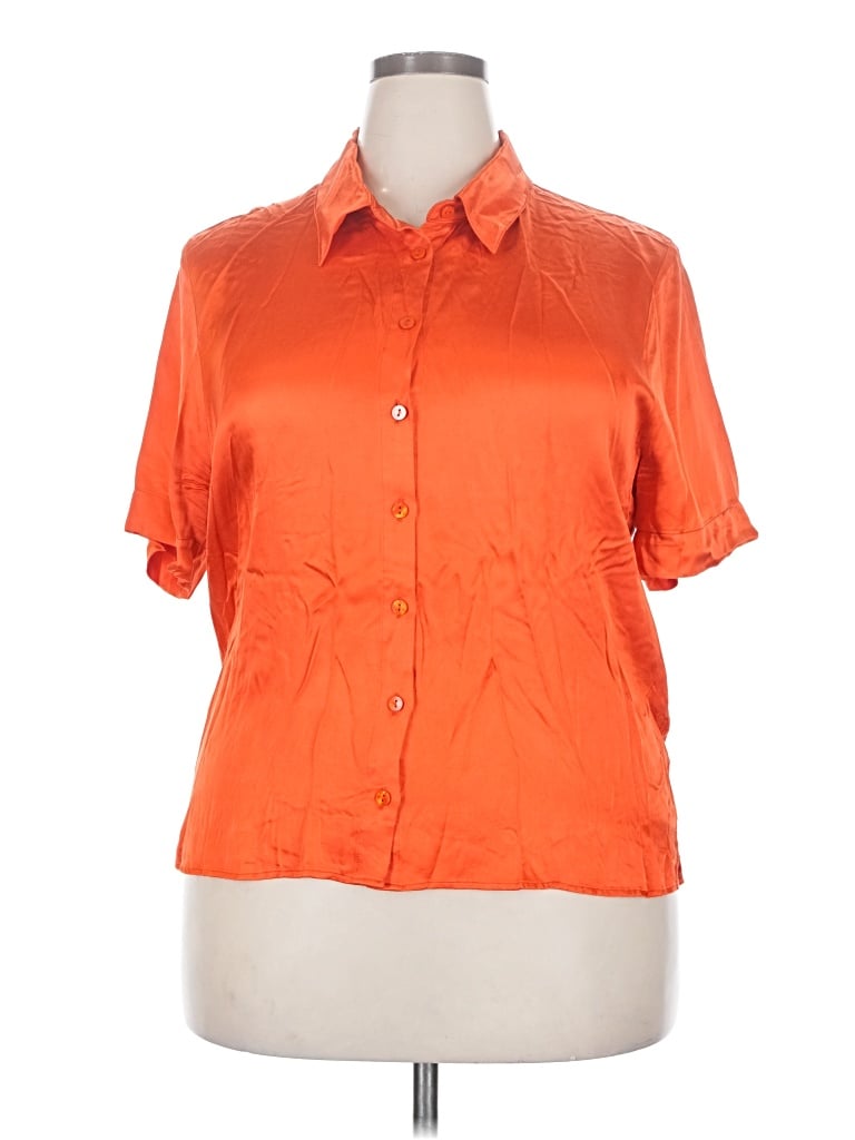 Pre-owned Nation Ltd Short Sleeve Blouse In Orange