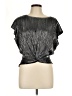 Ramy Brook 100% Polyester Metallic Silver Short Sleeve Top Size L - photo 1