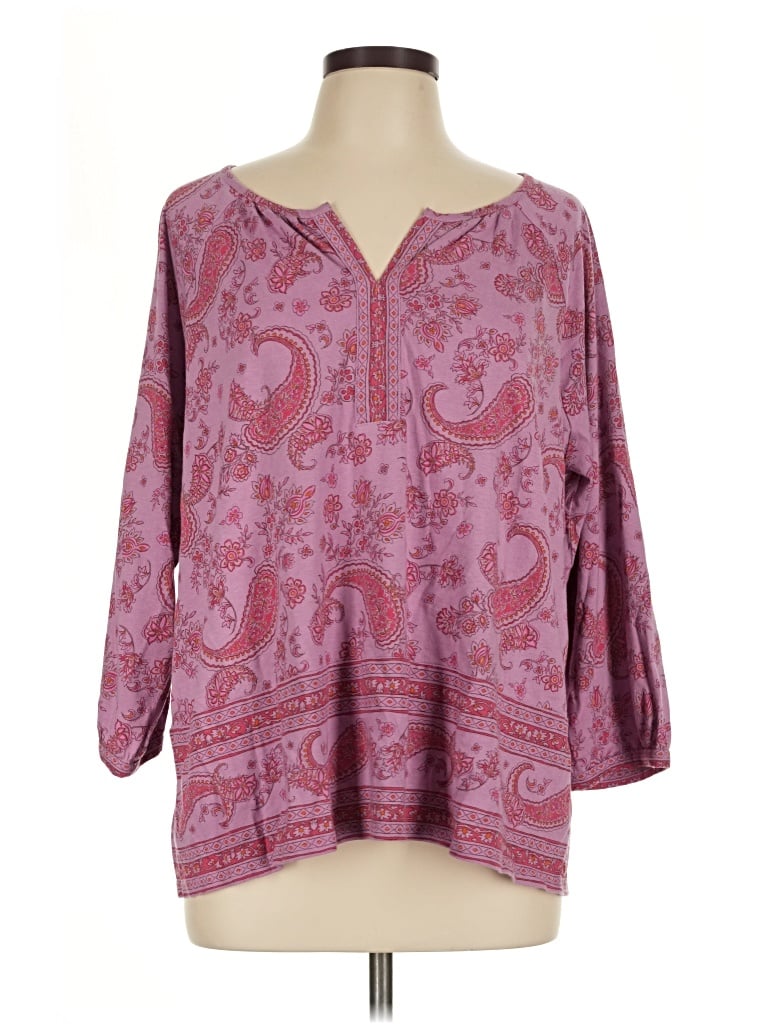 Pre-owned Purejill 3/4 Sleeve T-shirt In Pink
