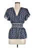 Max Studio 100% Polyester Blue Short Sleeve Blouse Size M - photo 1