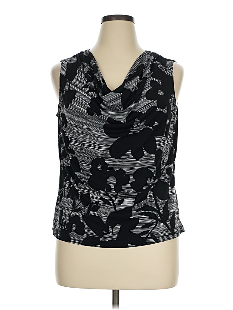Pre-owned Evan Picone Sleeveless Blouse In Black