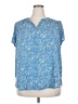 Monday Fun 100% Polyester Stars Blue Short Sleeve Blouse Size 2X - photo 1