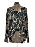 Ann Taylor 100% Polyester Print Blue Long Sleeve Blouse Size L (tall) - photo 2