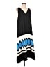 Ann Taylor 100% Polyester Graphic Black Blue Casual Dress Size L (petite) - photo 1