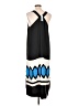 Ann Taylor 100% Polyester Graphic Black Blue Casual Dress Size L (petite) - photo 2