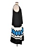 Ann Taylor 100% Polyester Graphic Black Blue Casual Dress Size L (petite) - photo 4