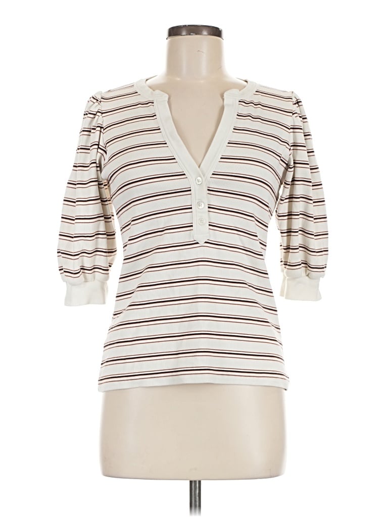 Pre-owned Veronica Beard Jeans 3/4 Sleeve Top In Ivory