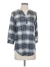Ofeefan Plaid Blue 3/4 Sleeve Blouse Size S - photo 1