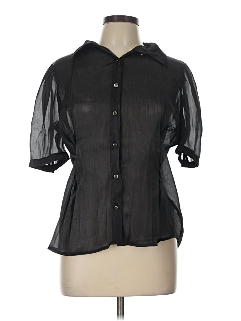 Pre-owned Cato Short Sleeve Blouse In Black