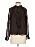 MELLODAY Brown Black Long Sleeve Blouse Size S - photo 1