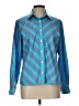 Foxcroft Stripes Teal Blue Long Sleeve Button-Down Shirt Size 10 - photo 1