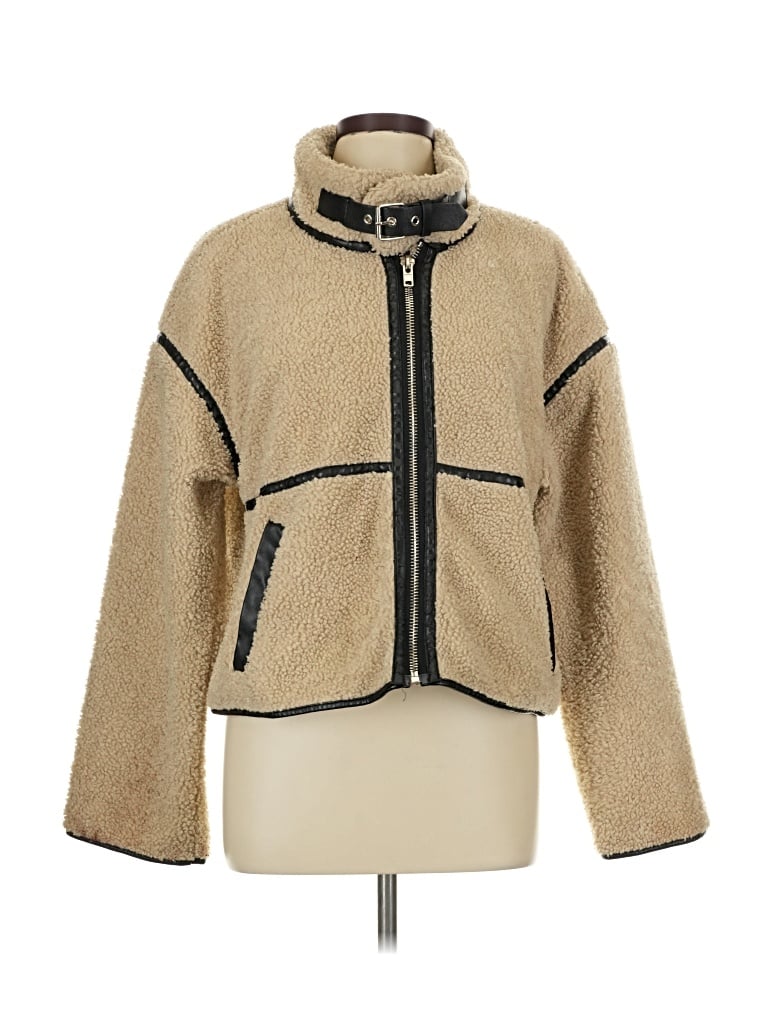 Pre-owned Blue Blush Faux Fur Jacket In Tan