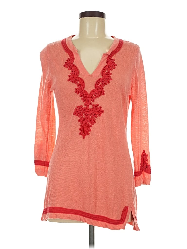 Pre-owned Soft Surroundings 3/4 Sleeve Top Red V-neck Tops