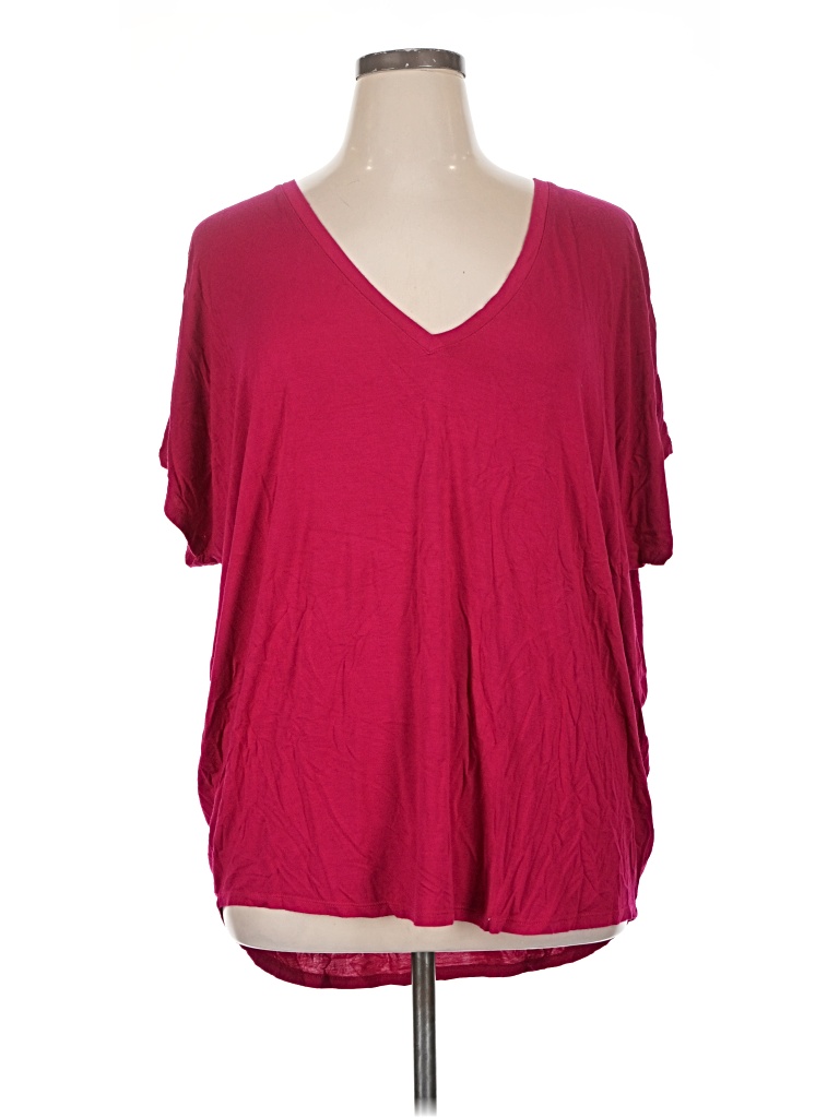 Pre-owned Express Short Sleeve T-shirt In Burgundy