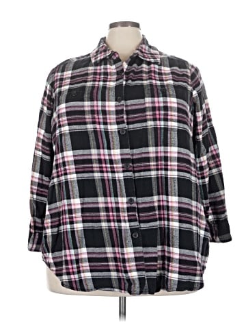 Roaman's 3/4 Sleeve Button-Down Shirt (view 1)