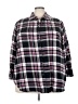 Roaman's 100% Cotton Plaid Black 3/4 Sleeve Button-Down Shirt Size 26W - photo 1
