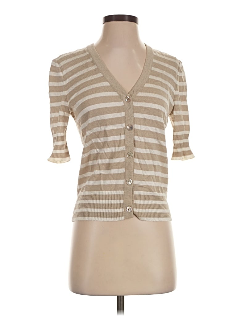 Pre-owned St John Cardigan Sweater In Tan