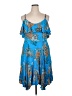 Torrid 100% Rayon Floral Multi Color Blue Cocktail Dress Size 1X Plus (1) - photo 1