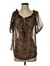 Moda International Brown Short Sleeve Blouse Size S - photo 1