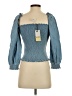 Kourt 100% Cotton Blue 3/4 Sleeve Blouse Size M - photo 2