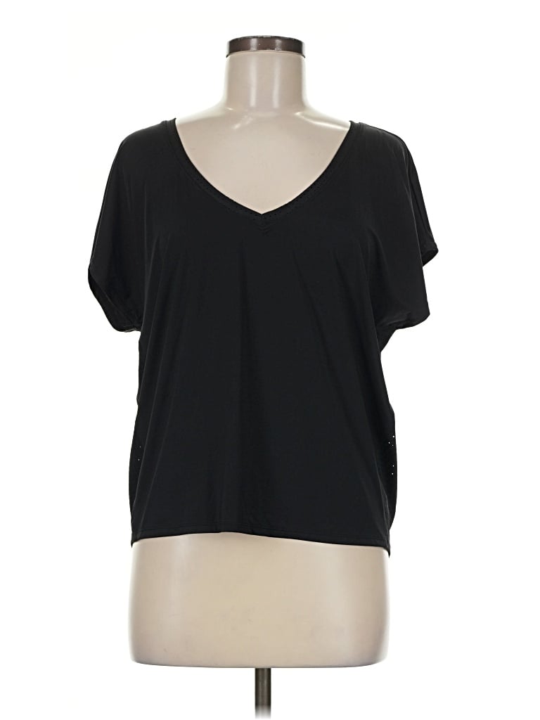 Pre-owned Blanc Noir Short Sleeve Top Black V-neck Tops