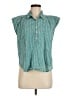 Marea by Liz Joy Teal Sleeveless Button-Down Shirt Size M - photo 1