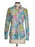 Talbots 100% Cotton Floral Teal Long Sleeve Button-Down Shirt Size XS - photo 1